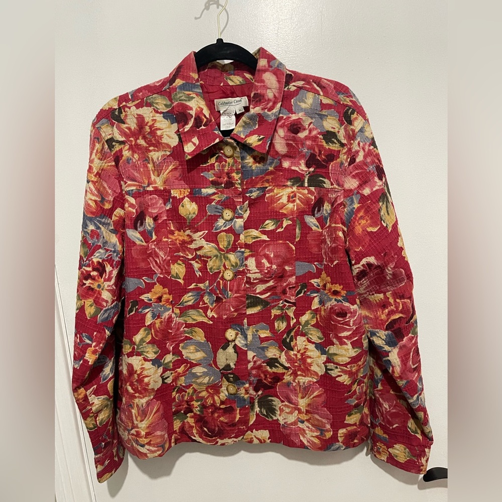 Coldwater Creek Red and Pink blazer  with Floral Design